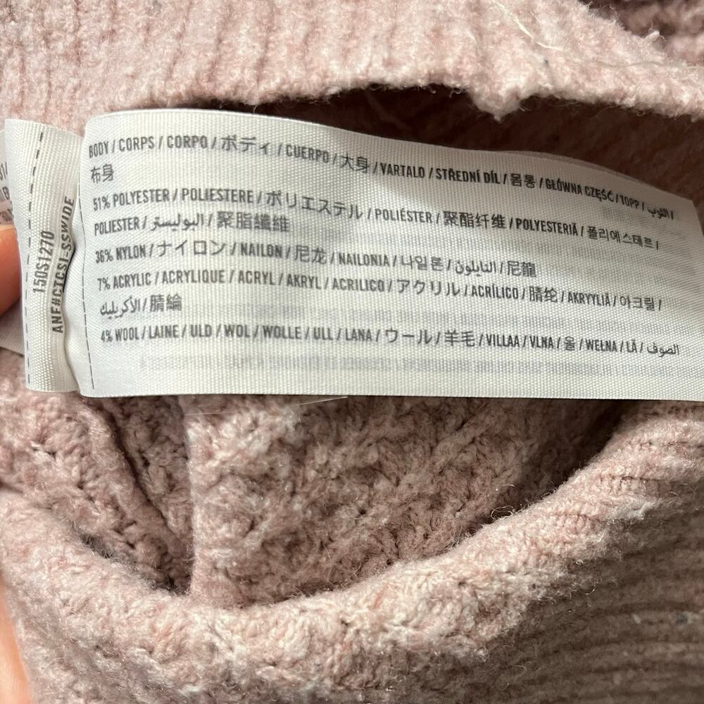 Abercrombie & Fitch Lounge Waffle Knit Hoodie Sweater Pink Mauve Oversized Sz L - Picture 5 of 5